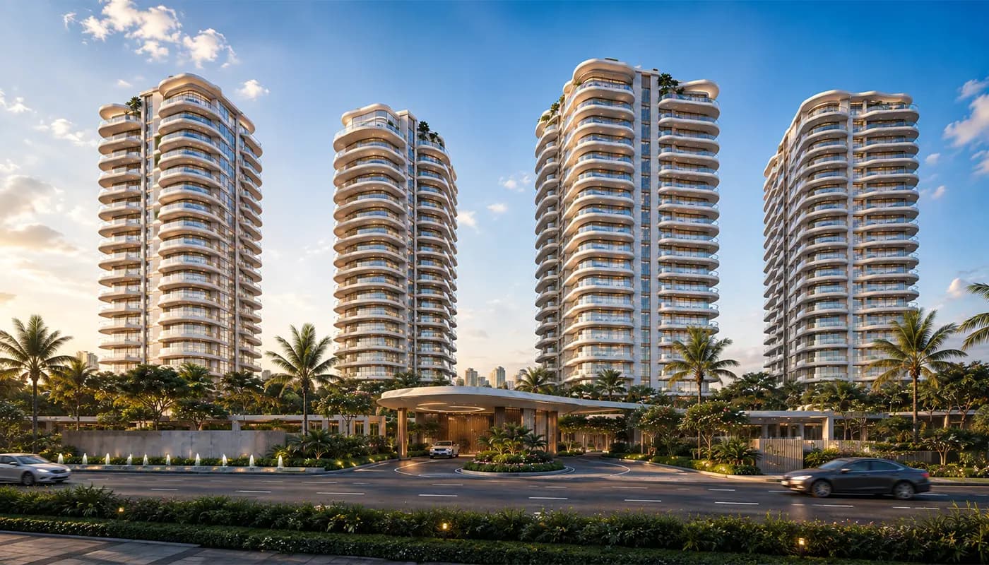 Masterplan view of Godrej Verano — four towers set across 11.36 acres of landscaped grounds